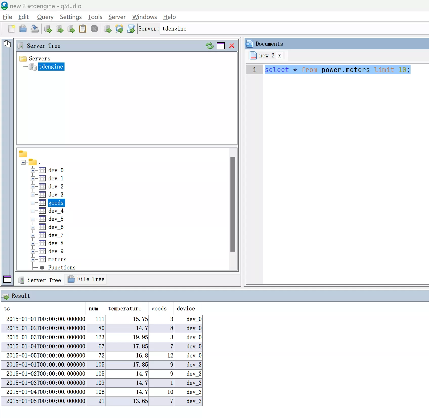 Browsing TDengine Data with qStudio