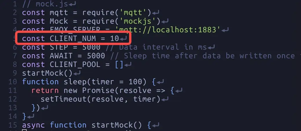 TDengine Database EMQX client num